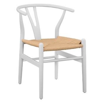 DINING CHAIR BRAVE FK8695.04 BEECH WOOD IN WHITE-ROPE BEIGE 54x57x74Hcm