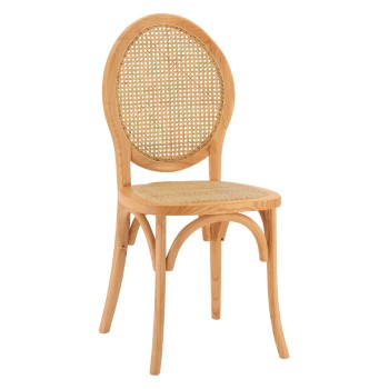 Wooden chair with oval back and rattan in natural color FK8745.01 45x50x97