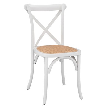 Wooden chair Owen Stackable from beech wood in white color with crossed back FK8575.14 48x53x90 cm