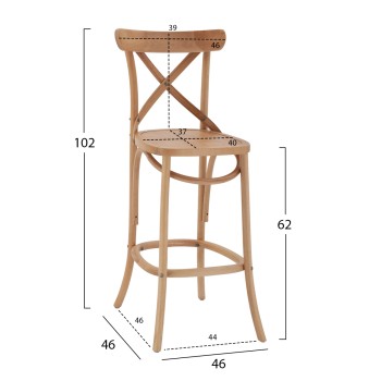 Wooden bar stool Gioliana FK8750.05 beech wood in dark honey color with polywood seat 46x46x102 Wooden bar stool Gioliana FK8750.05 beech wood in dark honey color with polywood seat 46x46x102