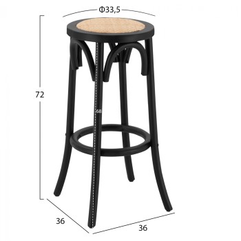 Wooden stool from beech wood black wuth mat 36'x70xm FK8751.02 Wooden stool from beech wood black wuth mat 36'x70xm FK8751.02