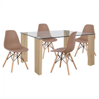 Set Dining table 5 peices with table Morgan 140x80x75x & Chairs Twist Cappuccino FK11406