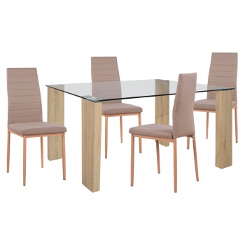 Set dining table 5 pieces with table Morgan 140x80x75 Chairs Lady Beige FK11407