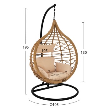 Hanging Armchair Nest Black-Beige with Pillow FK5750.01 105''x195cm