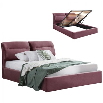 FK565.02 Kendra, Velvet DUSTY PINK, Storage Space 160x200cm