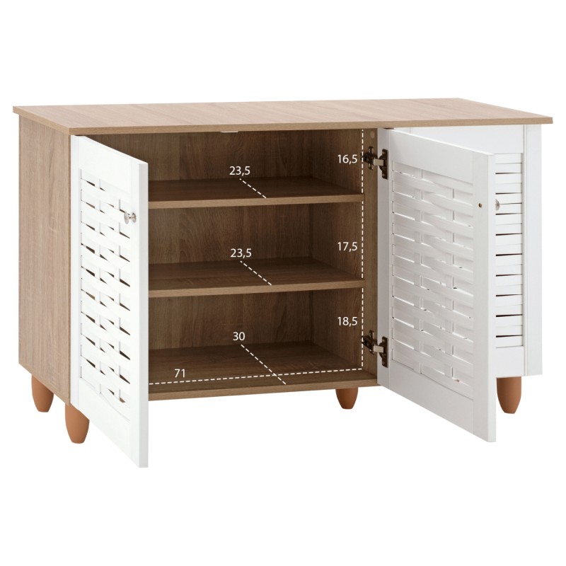 Shoe Cabinet Melamine with 3 Doors FK2211.06 Sonama-White 114,5x34x68cm Shoe Cabinet Melamine with 3 Doors FK2211.06 Sonama-White 114,5x34x68cm