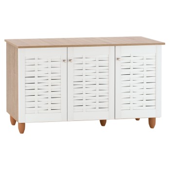Shoe Cabinet Melamine with 3 Doors FK2211.06 Sonama-White 114,5x34x68cm