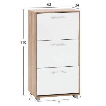 Shoe Cabinet Melamine 3seater FK2221.06 Sonama-White 62x24x110cm