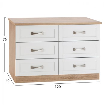 Bedroom dresser -drawer FK317.06 with 6 drawers Sonama-white 120x40x76cm Bedroom dresser -drawer FK317.06 with 6 drawers Sonama-white 120x40x76cm