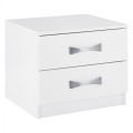 NIGHT STAND WITH 2 DRAWERS AND SILVER HANDLE FK2235.05 ΛΕΥΚΟ 48x40,5x41,5Ycm.