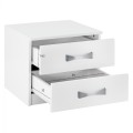 NIGHT STAND WITH 2 DRAWERS AND SILVER HANDLE FK2235.05 ΛΕΥΚΟ 48x40,5x41,5Ycm.