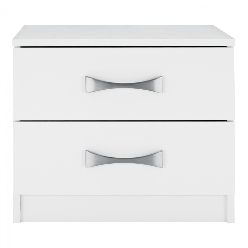 NIGHT STAND WITH 2 DRAWERS AND SILVER HANDLE FK2235.05 ΛΕΥΚΟ 48x40,5x41,5Ycm.