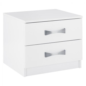 NIGHT STAND WITH 2 DRAWERS AND SILVER HANDLE FK2235.05 ΛΕΥΚΟ 48x40,5x41,5Ycm.