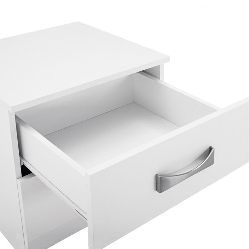 NIGHT STAND WITH 2 DRAWERS AND SILVER HANDLE FK2235.05 ΛΕΥΚΟ 48x40,5x41,5Ycm.