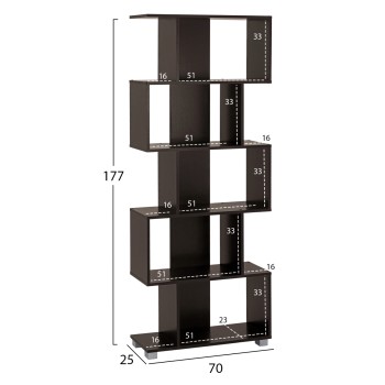 Bookcase from melamine FK2385.01 Wenge 70x25x177 cm. Bookcase from melamine FK2385.01 Wenge 70x25x177 cm.