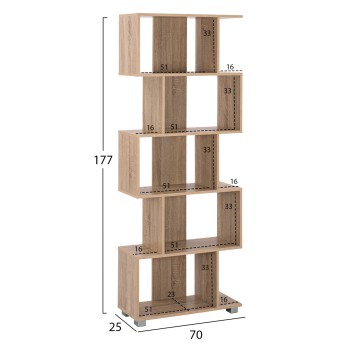 Bookcase from melamine FK2385.02 sonama 70x25x177 cm. Bookcase from melamine FK2385.02 sonama 70x25x177 cm.