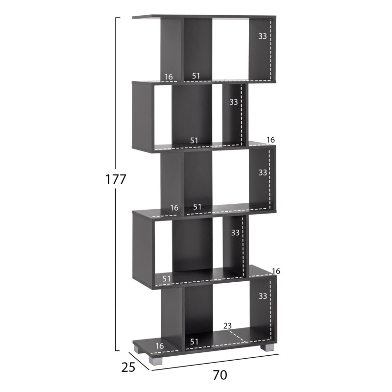 Bookcase from melamine FK2385.10 Grey 70x25x177 cm. Bookcase from melamine FK2385.10 Grey 70x25x177 cm.