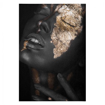 CANVAS PAINTING DARK SKINNED GIRL WITH GOLD MAKEUP FK7196.01 50X3X70 cm.