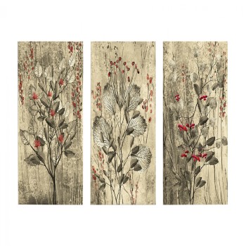Canvas 3 piece set MDF Red Flowers and Berries FK7204.01 60x50x0,3 cm.