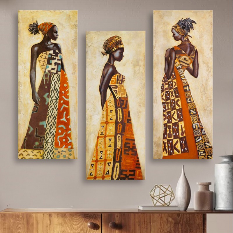THREE PIECES CANVAS MDF AFRICAL STYLE WOMEN FK7204.03 60X0,3X50 cm. THREE PIECES CANVAS MDF AFRICAL STYLE WOMEN FK7204.03 60X0,3X50 cm.