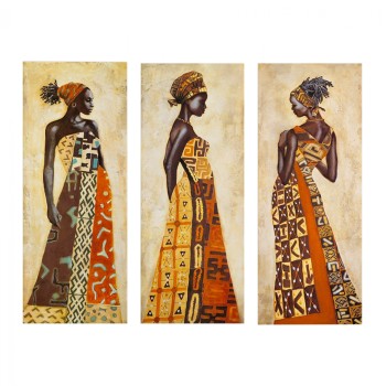 THREE PIECES CANVAS MDF AFRICAL STYLE WOMEN FK7204.03 60X0,3X50 cm.