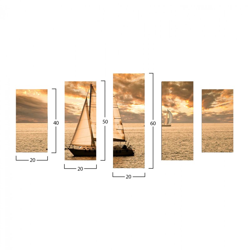 BOARD FIVE PIECES MDF SUNSET SAILING FK7206.01 100X0,3X60 cm. BOARD FIVE PIECES MDF SUNSET SAILING FK7206.01 100X0,3X60 cm.