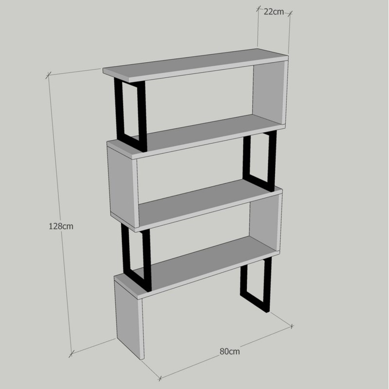 BOOKCASE IN WALNUT WITH BLACK FRAME FK8867.01 80x22x128cm. BOOKCASE IN WALNUT WITH BLACK FRAME FK8867.01 80x22x128cm.