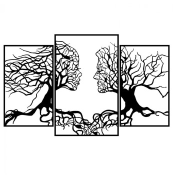 WALL DECORATION 100% METALLIC BLACK TREE WITH HUMAN FACES 116X71 FK7211