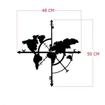 WALL DECORATION 100% METALLIC BLACK WOLD MAP 48X50 FK7214 WALL DECORATION 100% METALLIC BLACK WOLD MAP 48X50 FK7214