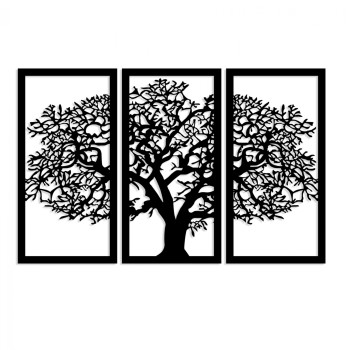 WOODEN BLACK WALL DECORATION WITH TREE 105X66 FK7221