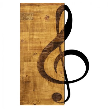 Wooden Wall Decoration with Black Metal Sol Key FK7222 39x58 cm.