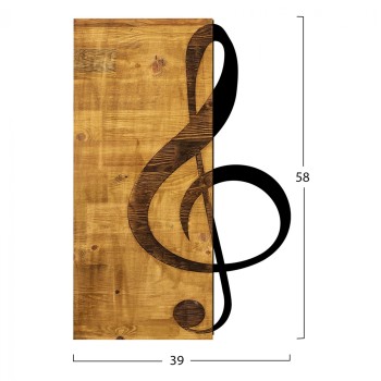 Wooden Wall Decoration with Black Metal Sol Key FK7222 39x58 cm. Wooden Wall Decoration with Black Metal Sol Key FK7222 39x58 cm.
