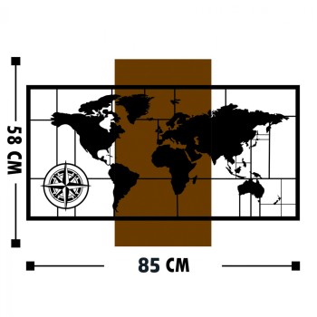 WOODEN WALL DECORATION WITH METALLIC WORLD MAP 85X58cm FK7223 WOODEN WALL DECORATION WITH METALLIC WORLD MAP 85X58cm FK7223