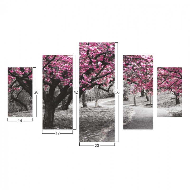 5 PCS MDF PAINTING BLOOMING TREE 82Χ56x3 FK7207.04 5 PCS MDF PAINTING BLOOMING TREE 82Χ56x3 FK7207.04