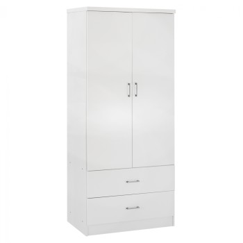 WARDROBE 2 DOORS WITH 2 DRAWERS FK338.05 WHITE 80Χ42,5Χ180,5Υ cm.