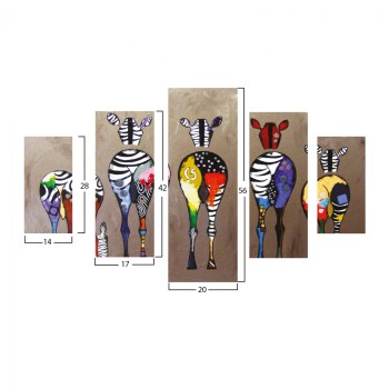 5 PCS MDF PAINTING COLORFUL ZEBRAS 82Χ56x3 FK7207.03 5 PCS MDF PAINTING COLORFUL ZEBRAS 82Χ56x3 FK7207.03