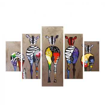 5 PCS MDF PAINTING COLORFUL ZEBRAS 82Χ56x3 FK7207.03