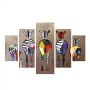 5 PCS MDF PAINTING COLORFUL ZEBRAS 82Χ56x3 FK7207.03