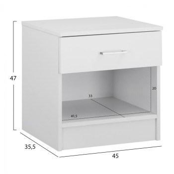 NIGHT STAND WITH 1 DRAWER IN WHITE FK2345.05 45x35,5x47 cm. NIGHT STAND WITH 1 DRAWER IN WHITE FK2345.05 45x35,5x47 cm.