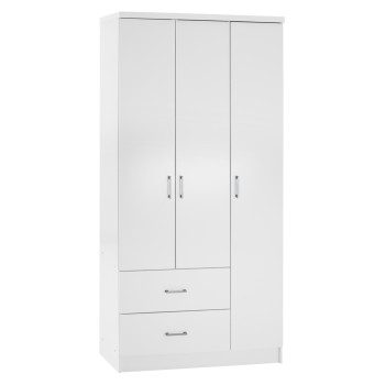 WARDROBE WITH 3 DOORS AND 2 DRAWERS FK340.05 IN WHITE 89x42,5x181 cm.
