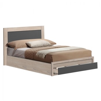 BED MELANY FK346.04 WITH 1 DRAWER IN SONOMA GREY FOR MATTRESS 90X190cm