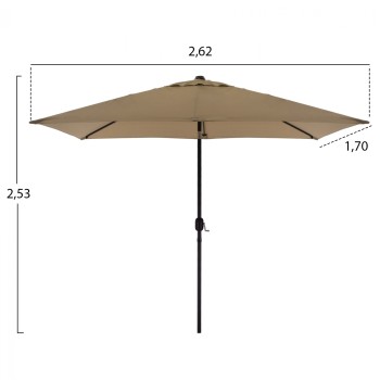 ALUMINUM UMBRELLA FK6029.02 RECTANGULAR TAUPE 262x170x253 cm. ALUMINUM UMBRELLA FK6029.02 RECTANGULAR TAUPE 262x170x253 cm.