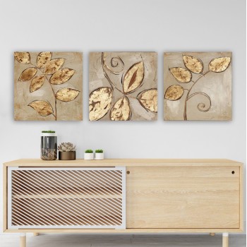 CANVAS PAINTING TRIPTYCH GOLDEN LEAVES FK7327 90Χ3Χ30cm. CANVAS PAINTING TRIPTYCH GOLDEN LEAVES FK7327 90Χ3Χ30cm.