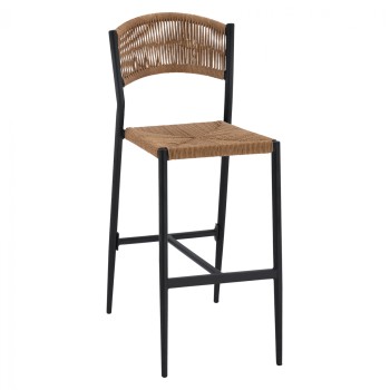 CHARCOAL ALUMINUM BAR STOOL WITH PE ROPE BEIGE FK5789.02 45,5x56x111 cm.
