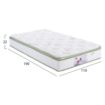 MATTRESS CONTINUOUS SPRING WITH MATTRESS PAD ALOE VERA 110X90 FK372.12 SINGLE SIDED