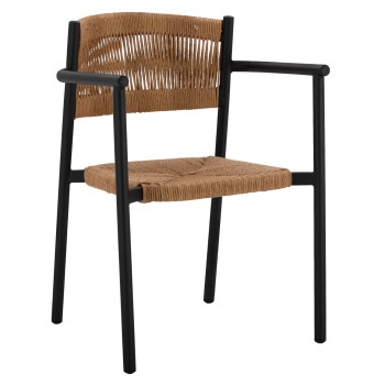 CHARCOAL ALUMINUM ARMCHAIR WITH BEIGE PE ROPE FK5786.02 55,5x50x77,5 cm.