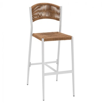 ALUMINUM BAR STOOL WHITE WITH PE ROPE BEIGE FK5789.01 45,5x56x111 cm.