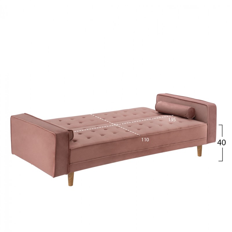 SOFA-BED SALVADOR FK3150.12 VELVET DUSTY PINK 224X88X84cm. SOFA-BED SALVADOR FK3150.12 VELVET DUSTY PINK 224X88X84cm.