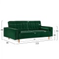 SOFA-BED SALVADOR FK3150.13 VELVET GREEN 224X88X84Y cm. SOFA-BED SALVADOR FK3150.13 VELVET GREEN 224X88X84Y cm.