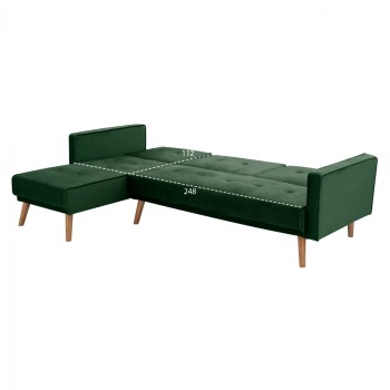 REVERSIBLE CORNER SOFA-BED TALIA FK3153.03 VELVET IN GREEN 267x153x85cm REVERSIBLE CORNER SOFA-BED TALIA FK3153.03 VELVET IN GREEN 267x153x85cm